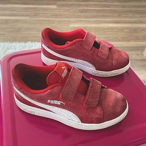 Puma Smash v2 red suede kids’ velcro sneakers